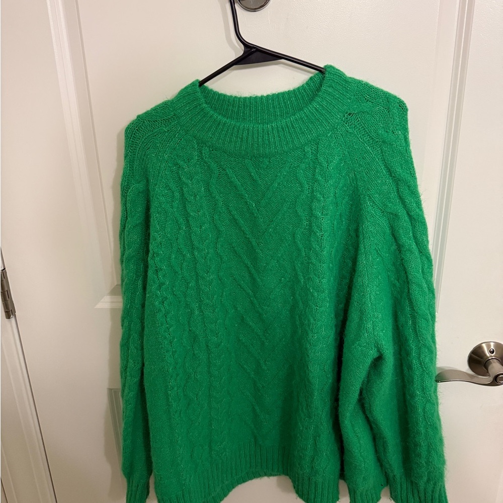 Topshop Green Cable Knit Sweater | Size US 12 / L